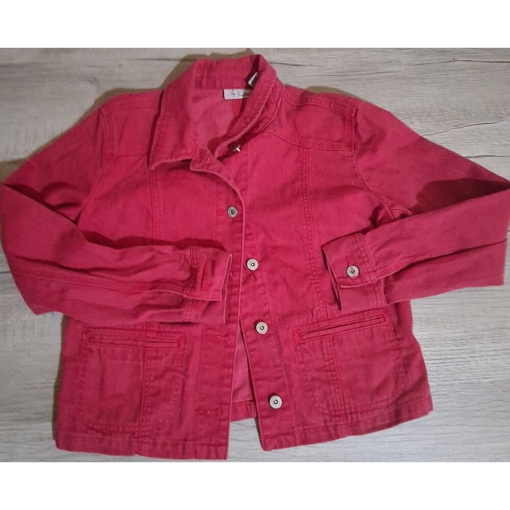 Vintage Chicos Plantinum Red button down coat sz 1